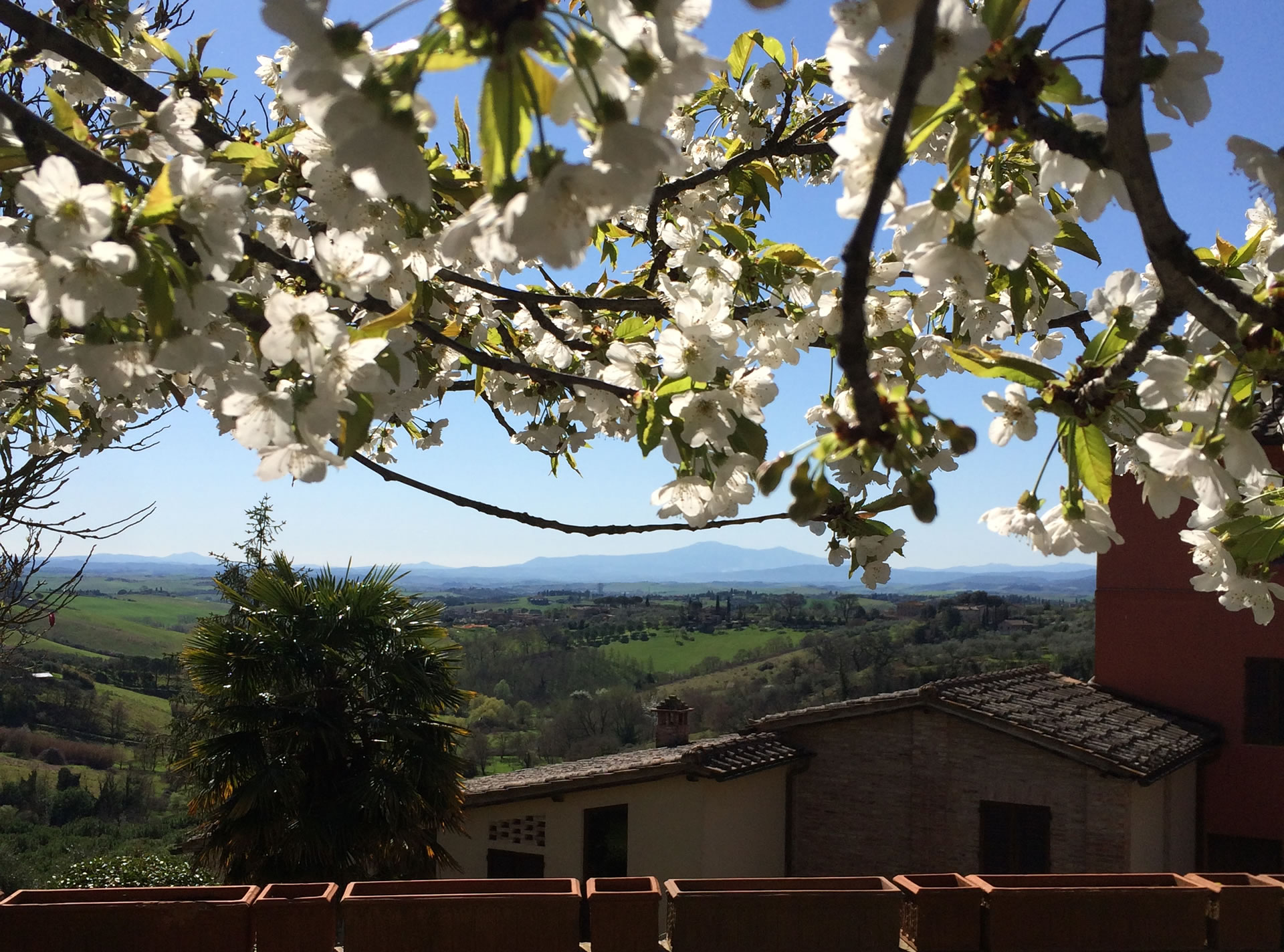 Le jardin panoramique de l'hôtel Santa Caterina à Sienne