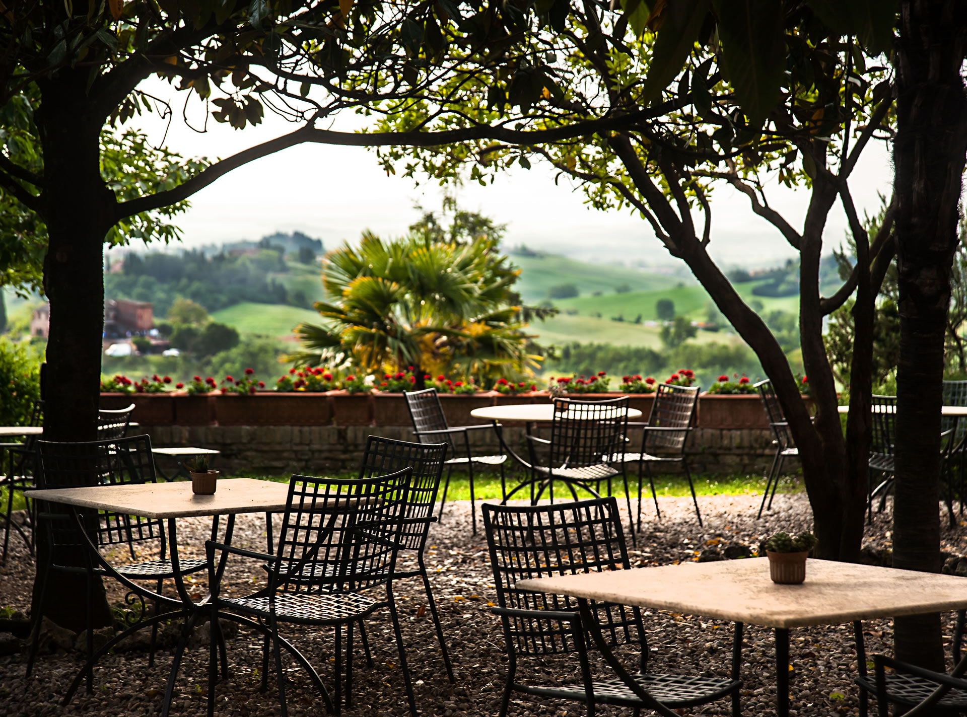 The panoramic garden of Hotel Santa Caterina in Siena